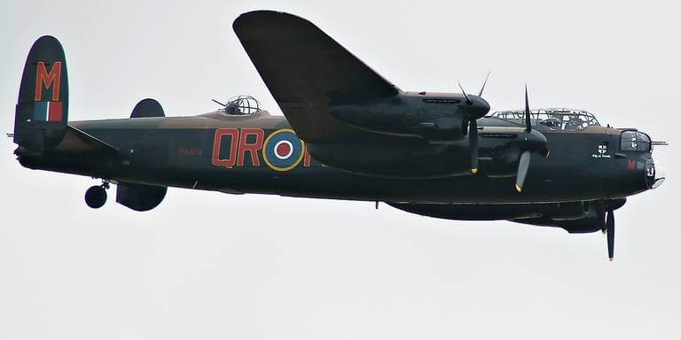 De Royal Air Force Avro Lancaster B I PA474 tijdens de Battle of Britain Memorial Flight.