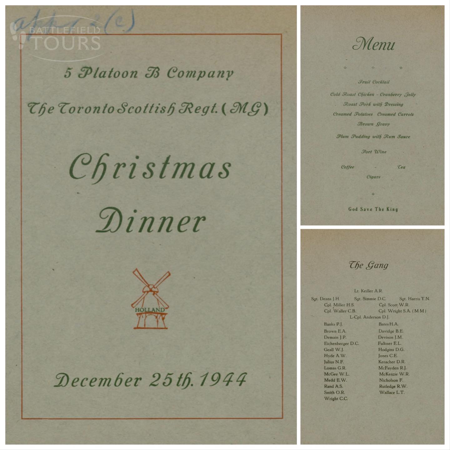 In de winter van 1944-1945 werden de Canadese officieren en soldaten van 5 Platoon, B Company, Toronto Scottish Regiment (MG), getrakteerd op plum pudding met rum en sigaren als verrukkelijk dessert! Gedurende deze periode waren de Toronto Scottish gestationeerd op Landgoed Elshof bij Malden, Nederland.